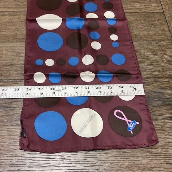 Breast Cancer Awareness Scarf Maroon Leonello Borghi Polka Dots by Ford 55x10.5” - Picture 10 of 16
